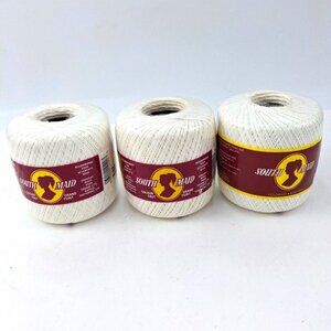 3 South Maid Crochet Thread White W0100 Sz 10 - 100% Mercerised Cotton READ!